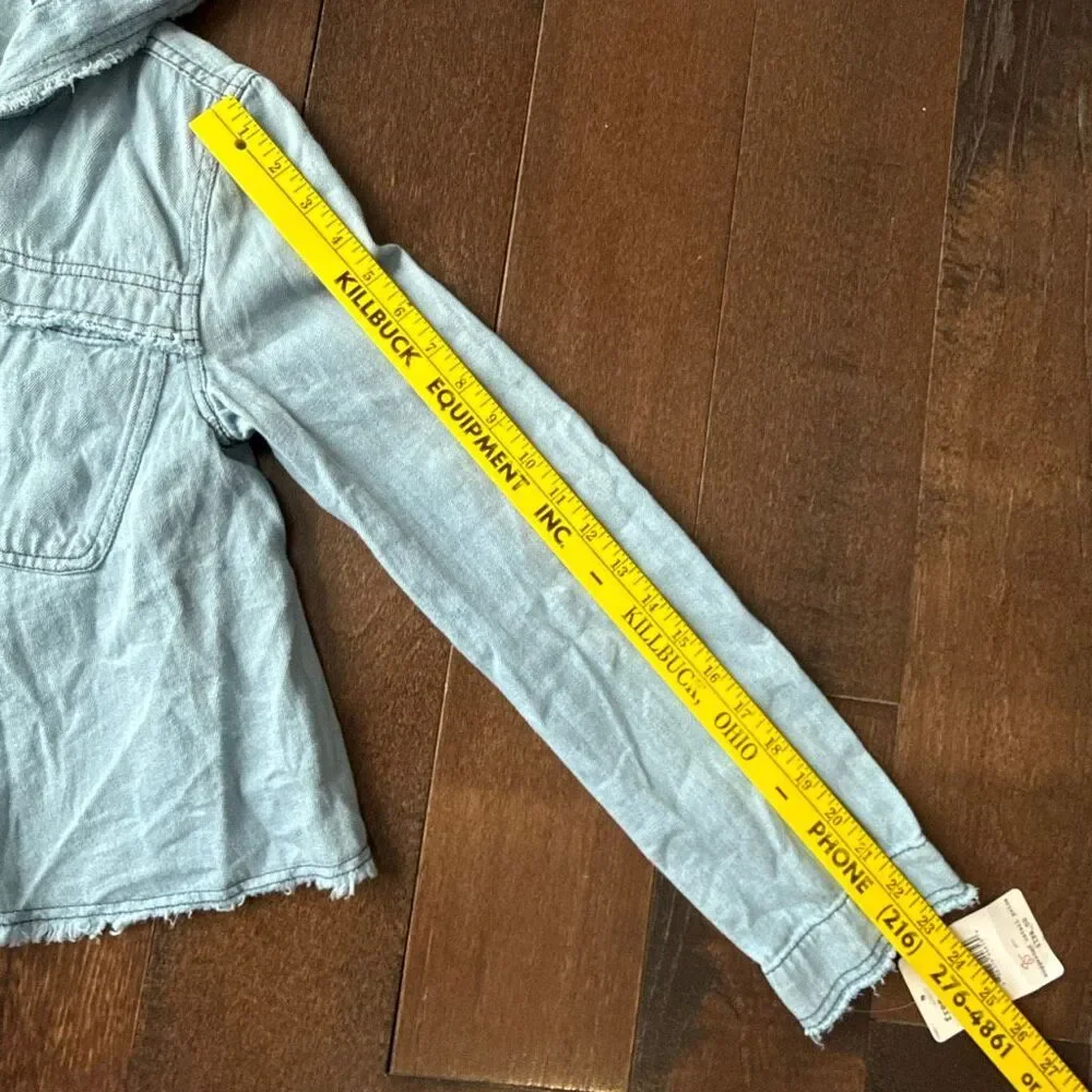 NWT Free People raw hem denim swing jacket womens size XS blue hooded hemp cotto - Picture 11 of 12
